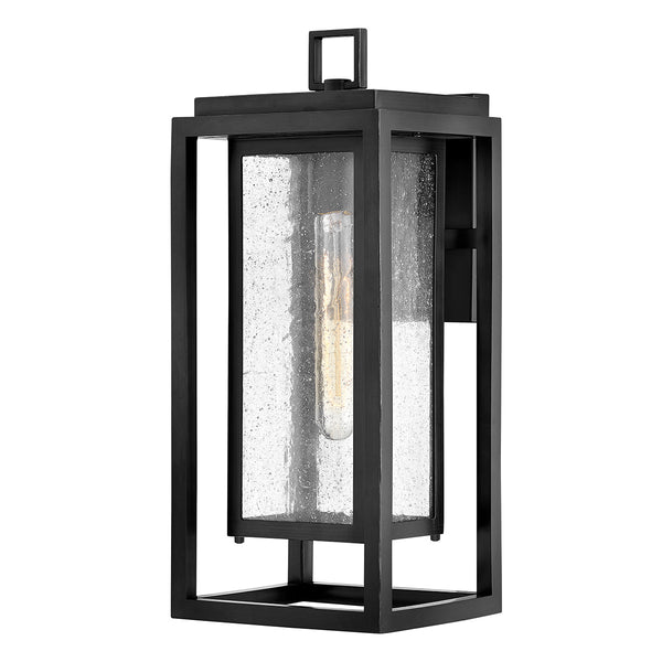 Republic IP44 Coastal Medium Wall Lantern in Black with Clear Seedy Glass