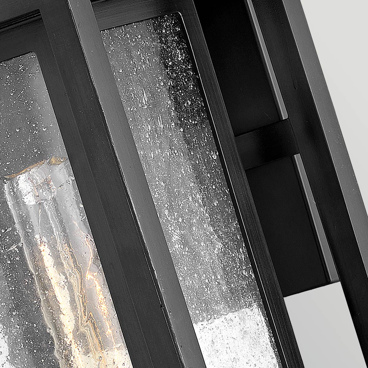 Republic IP44 Coastal Medium Wall Lantern in Black with Clear Seedy Glass