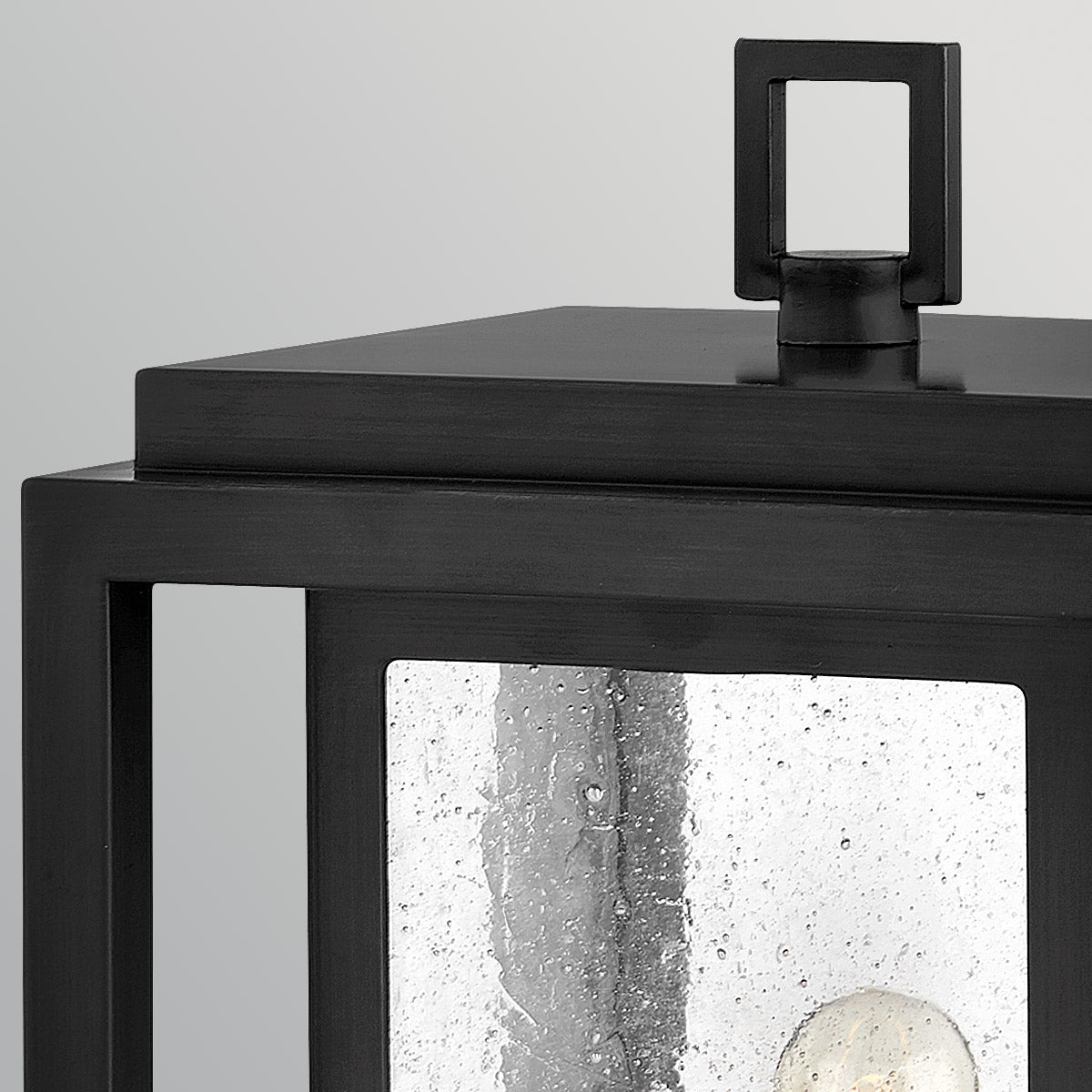 Republic IP44 Coastal Medium Pedestal Lantern in Black with Clear Seedy Glass