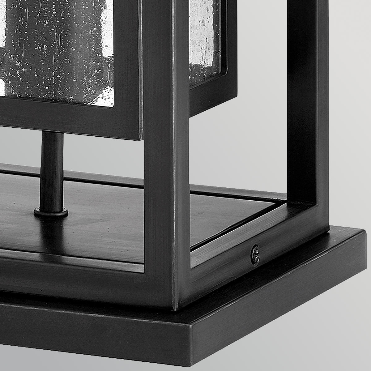 Republic IP44 Coastal Medium Pedestal Lantern in Black with Clear Seedy Glass