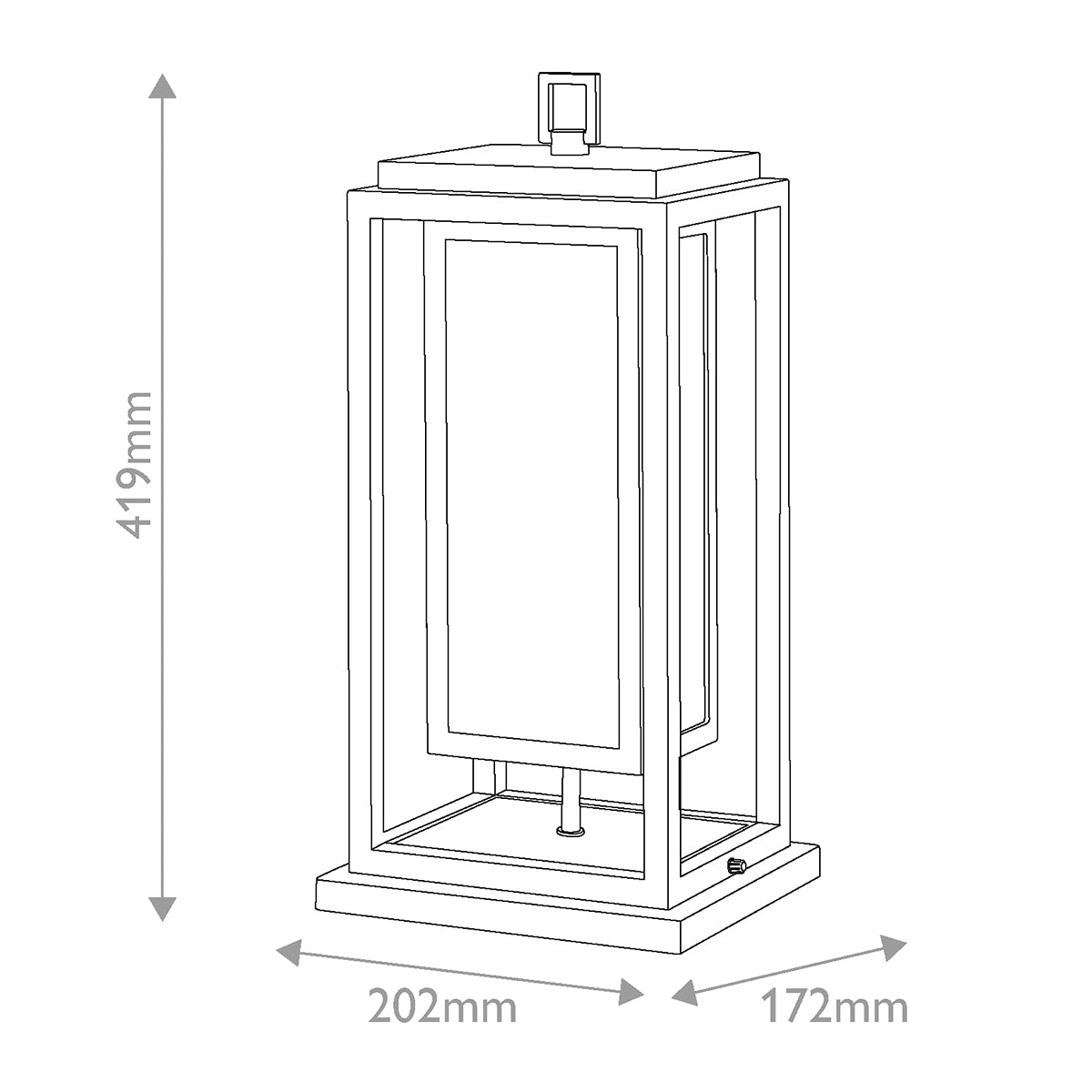 Republic IP44 Coastal Medium Pedestal Lantern in Black with Clear Seedy Glass