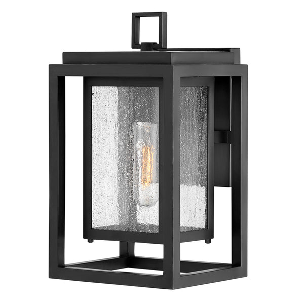Republic IP44 Coastal Small Wall Lantern in Black with Clear Seedy Glass