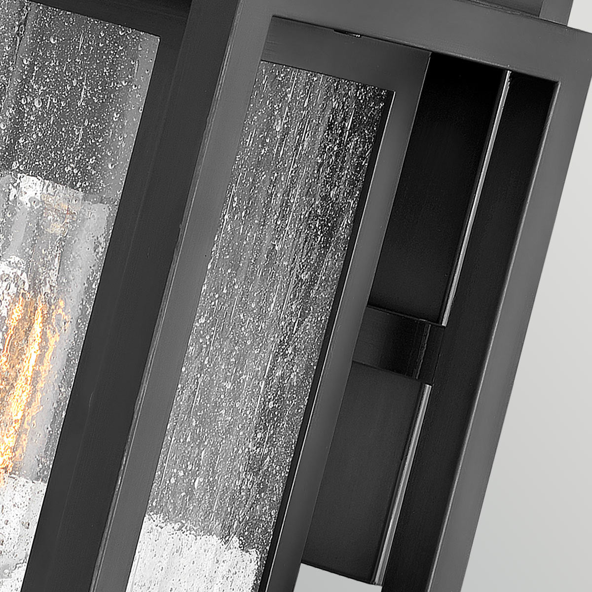 Republic IP44 Coastal Small Wall Lantern in Black with Clear Seedy Glass