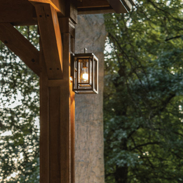 Republic IP44 Coastal Small Wall Lantern in Black with Clear Seedy Glass