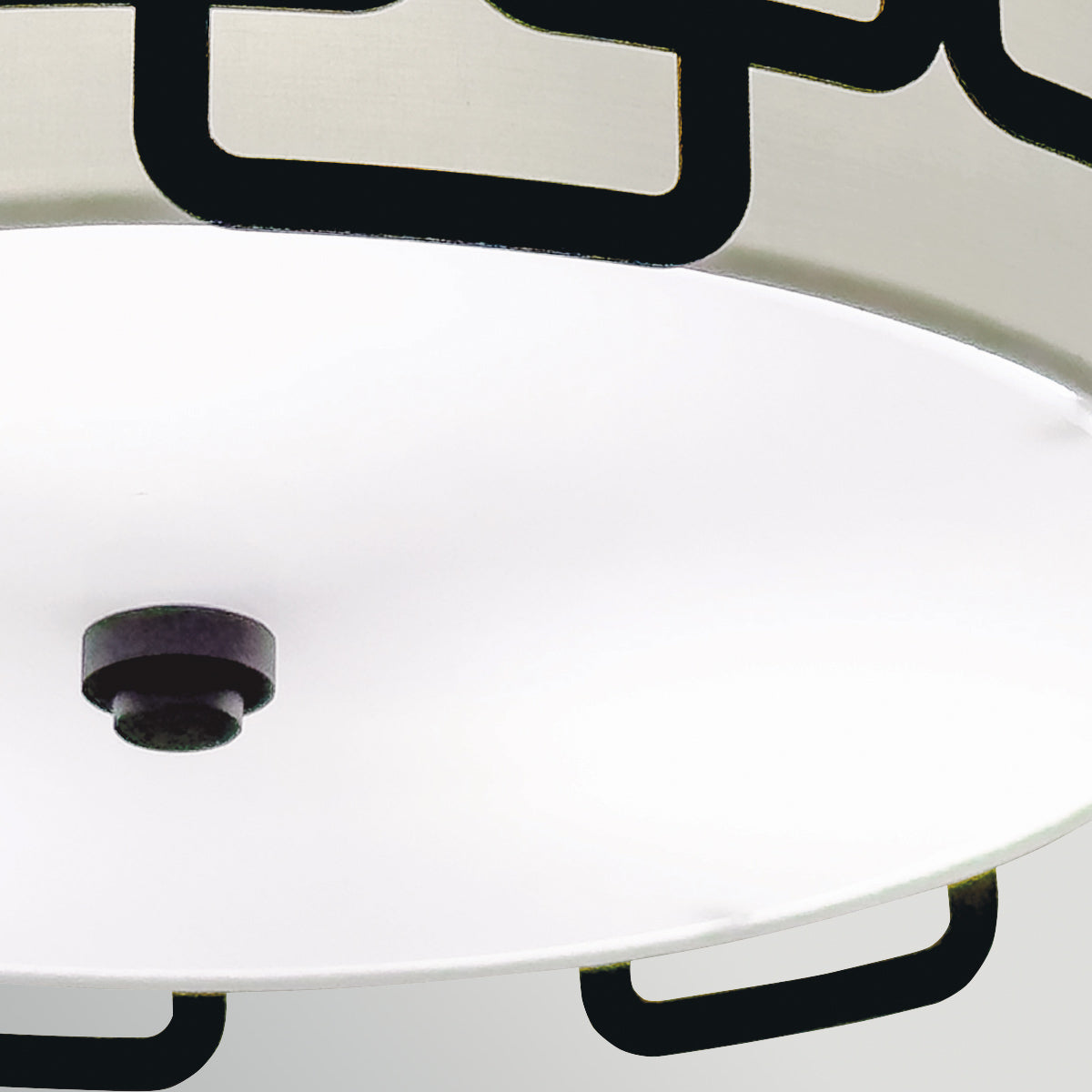 Sabina Three Lamp Flush Ceiling Light in Black with Off White Shade