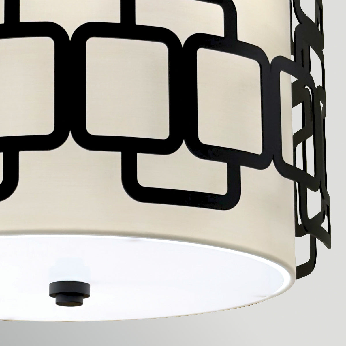 Sabina Single Drop Three Lamp Pendant in Black with Off White Shade