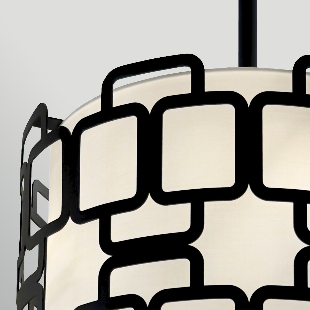 Sabina Single Drop Three Lamp Pendant in Black with Off White Shade