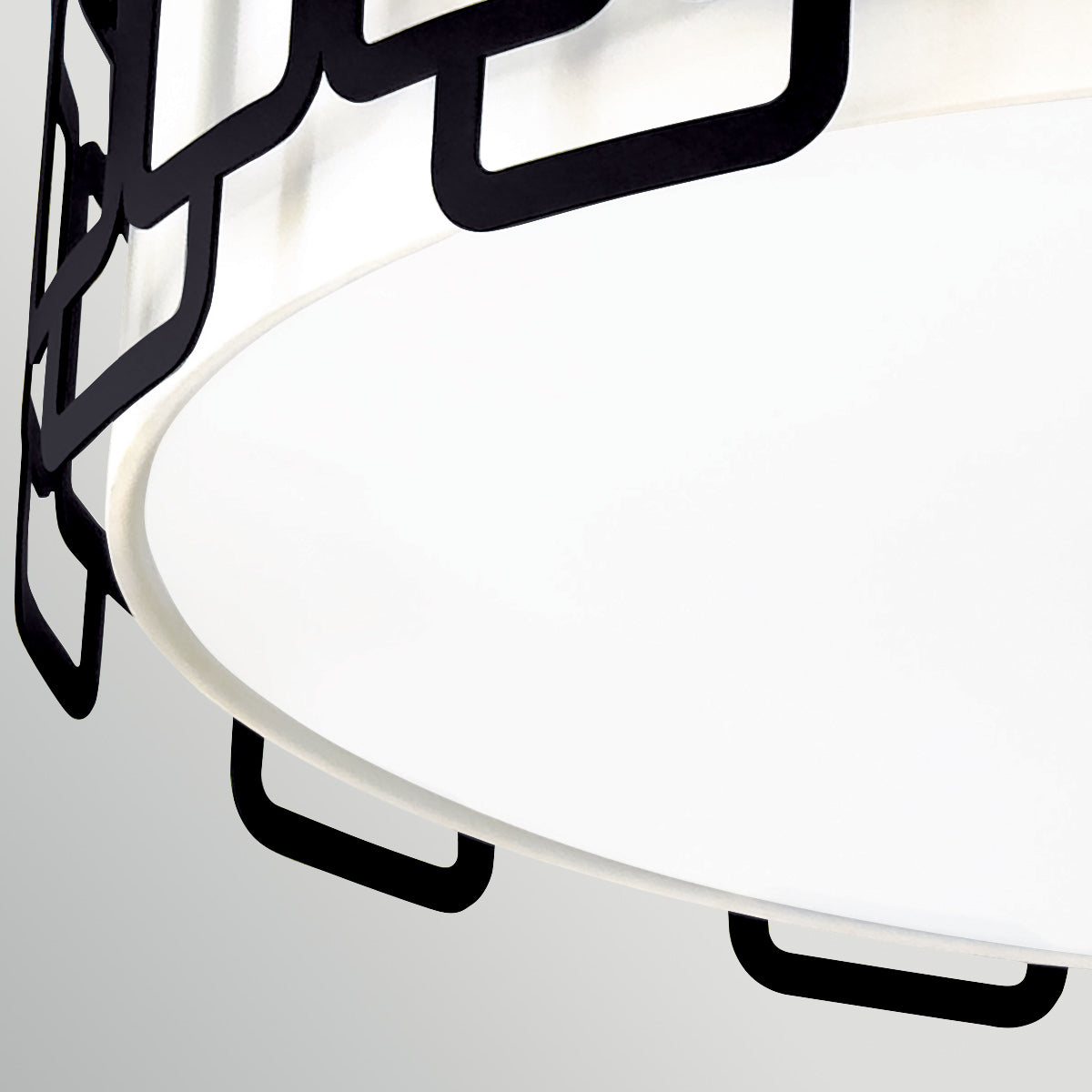 Sabina Four Lamp Flush Ceiling Light in Black with Off White Shade