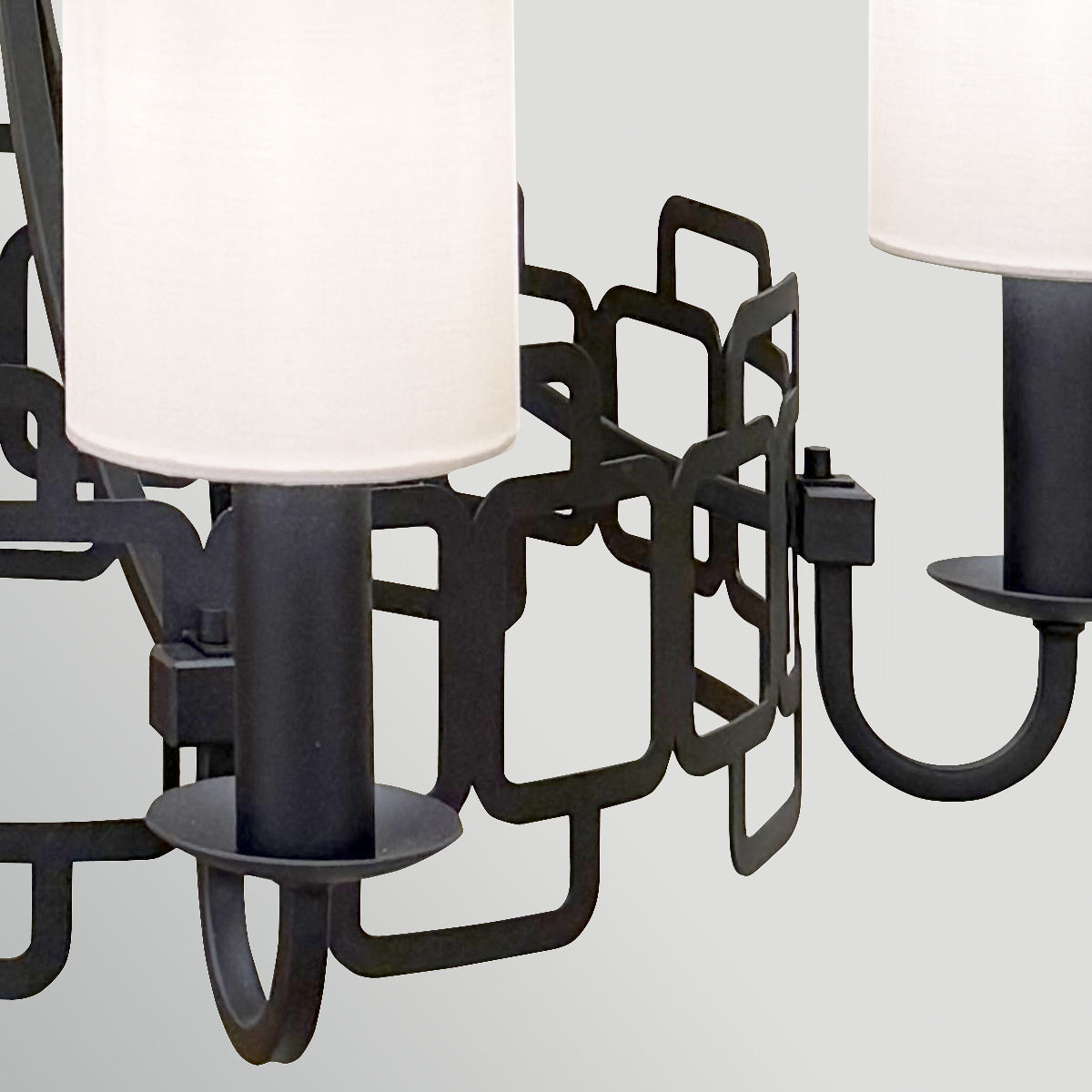 Sabina Five Light Chandelier in Black with Off White Shades