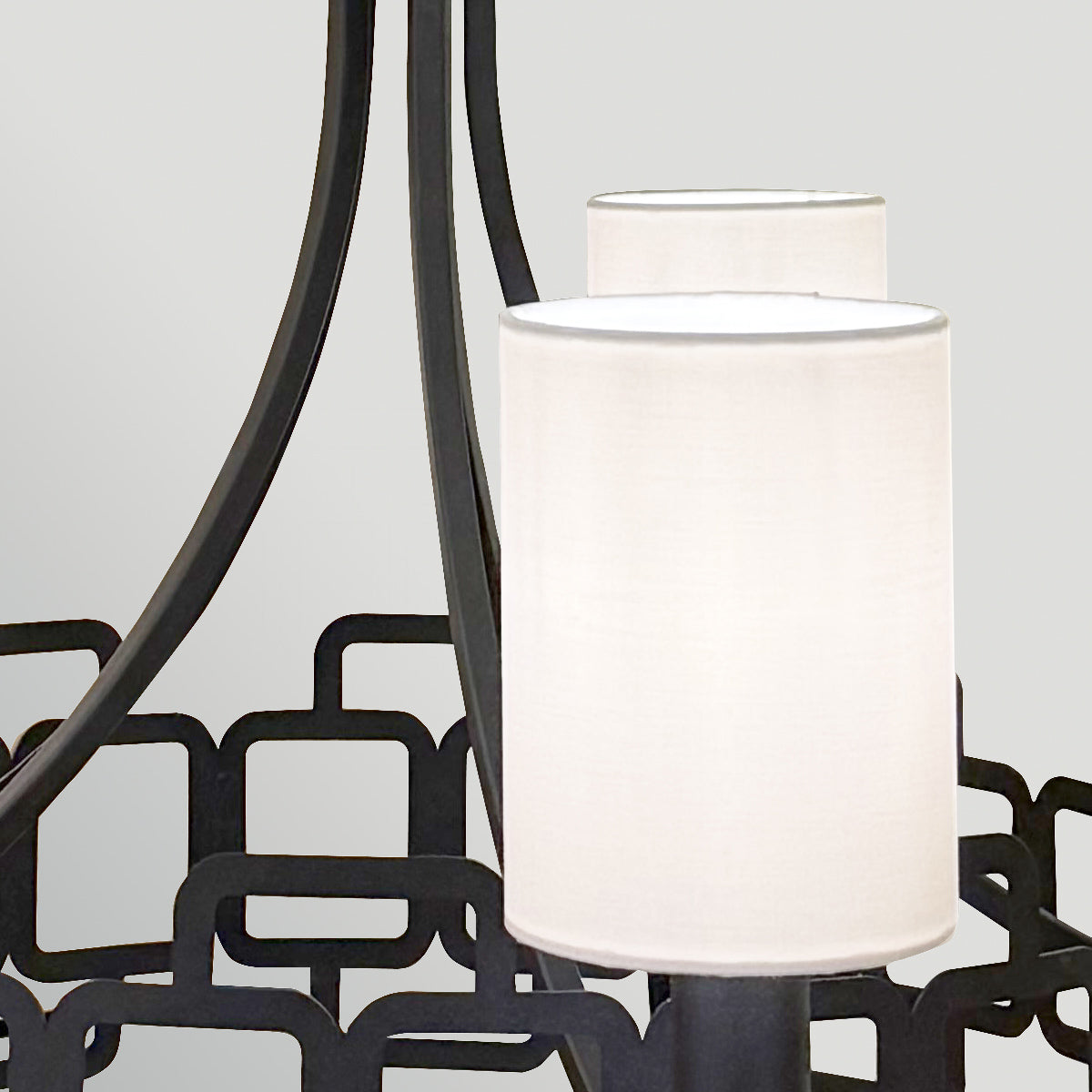 Sabina Five Light Chandelier in Black with Off White Shades