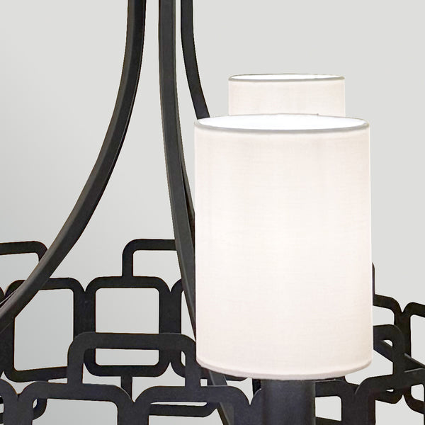 Sabina Five Light Chandelier in Black with Off White Shades