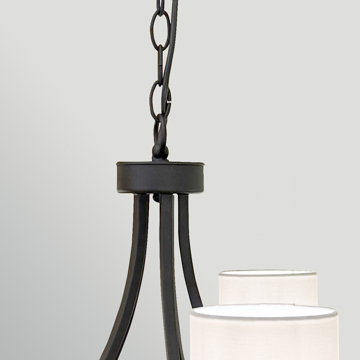 Sabina Five Light Chandelier in Black with Off White Shades