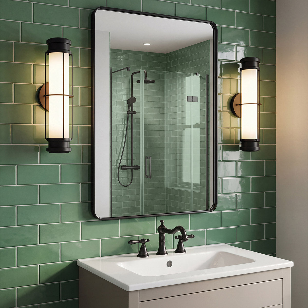 Saylor Small IP44 Dimmable LED Bathroom Wall Light in Matte Black