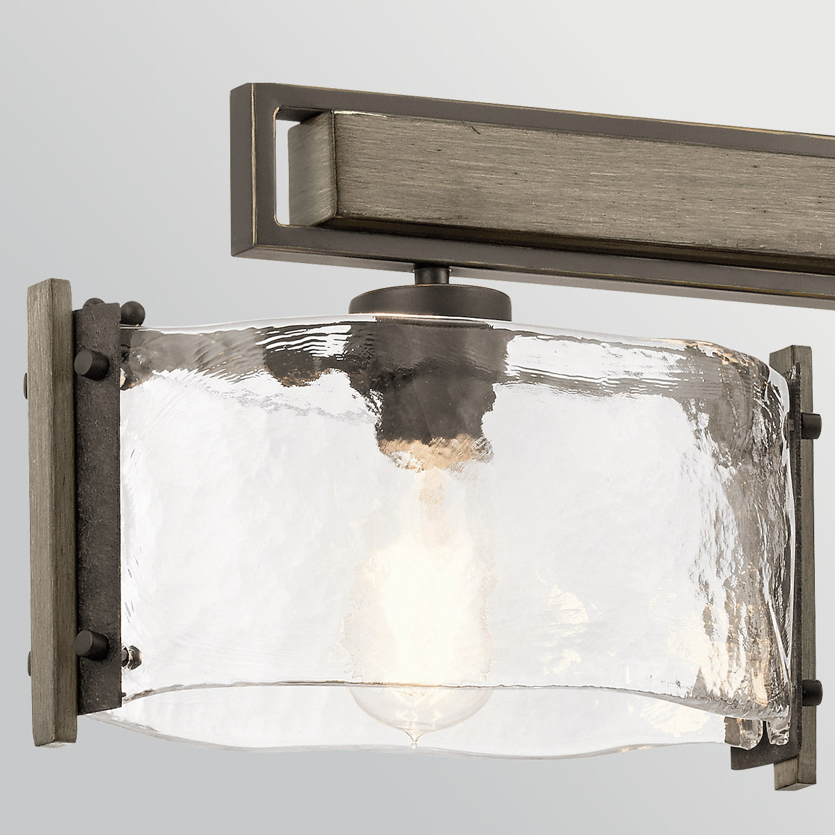 Aberdeen Three Light Island Chandelier in Old Bronze & Distressed Grey Wood Effect