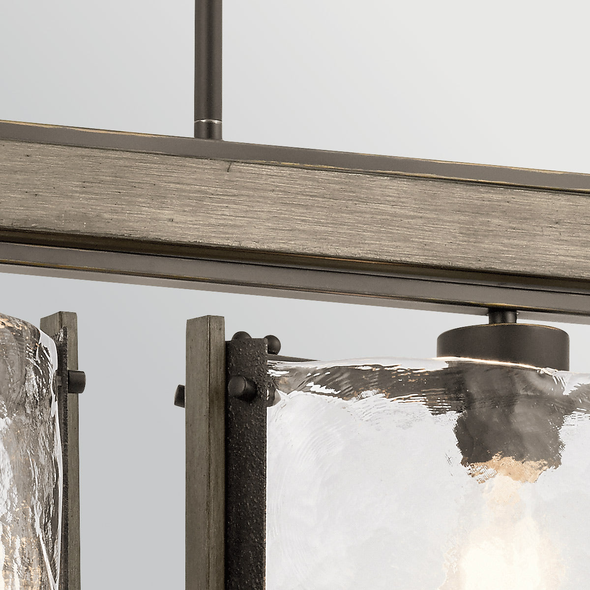 Aberdeen Three Light Island Chandelier in Old Bronze & Distressed Grey Wood Effect