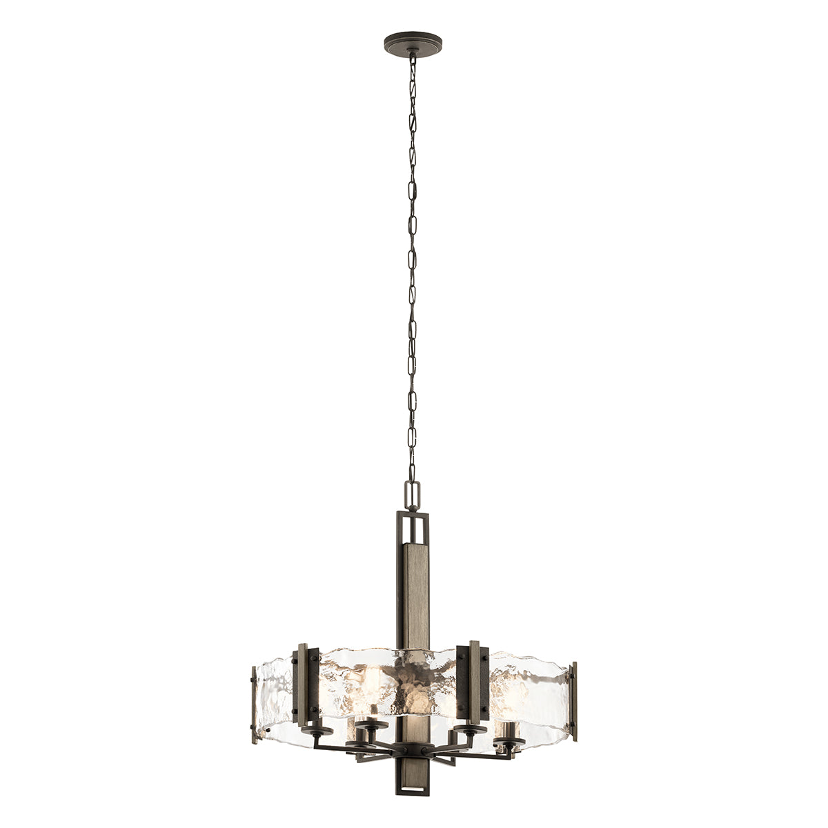 Aberdeen Six Light Chandelier in Old Bronze & Distressed Grey Wood Effect