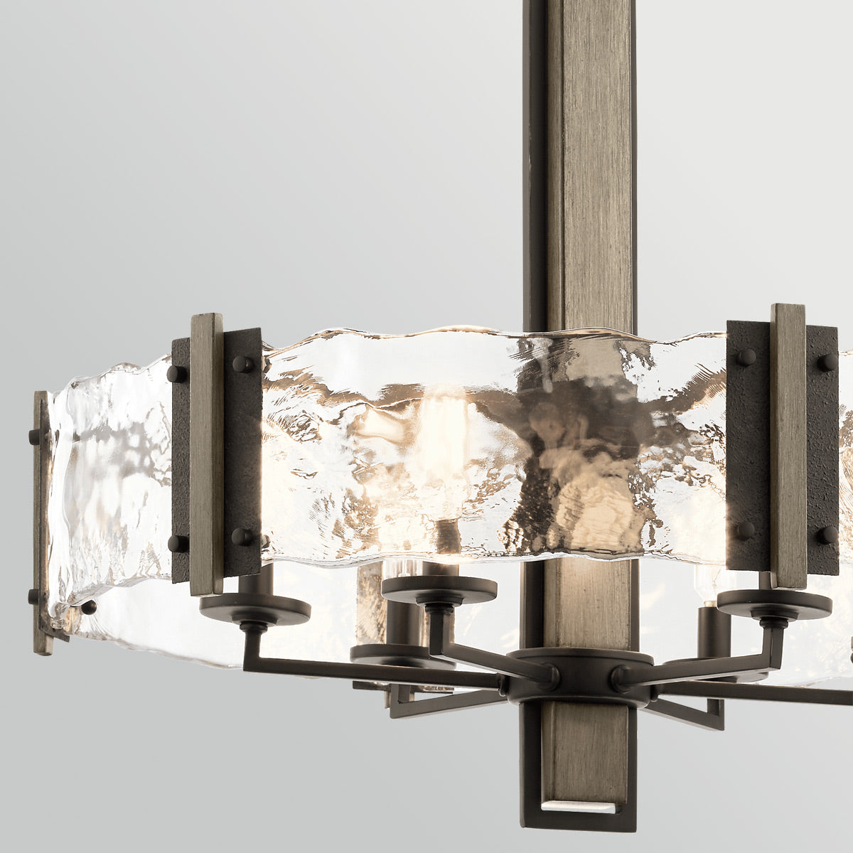 Aberdeen Six Light Chandelier in Old Bronze & Distressed Grey Wood Effect