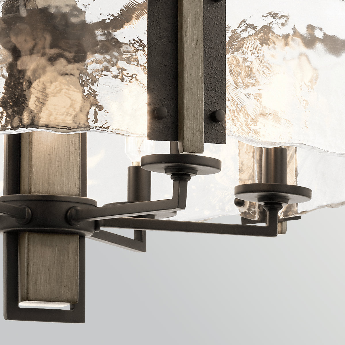 Aberdeen Six Light Chandelier in Old Bronze & Distressed Grey Wood Effect