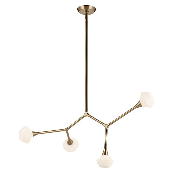 Cassius Four Light Pendant or Semi Flush Ceiling Light in Champagne Bronze