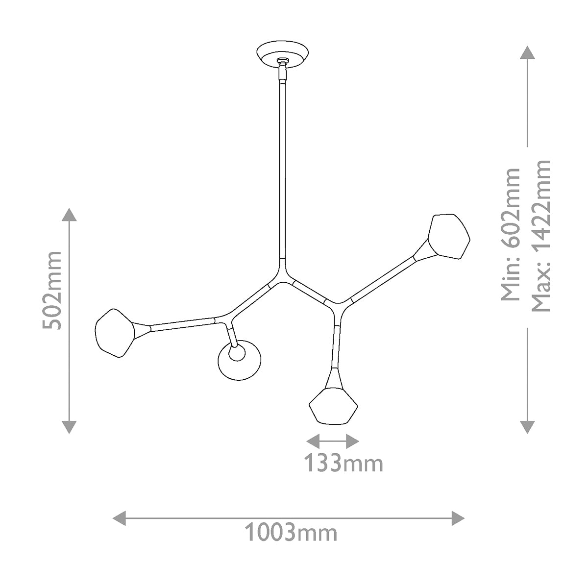 Cassius Four Light Pendant or Semi Flush Ceiling Light in Champagne Bronze