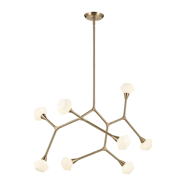 Cassius Eight Light Pendant or Semi Flush Ceiling Light in Champagne Bronze