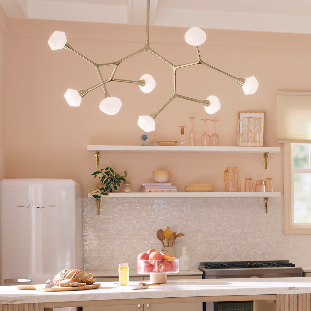 Cassius Eight Light Pendant or Semi Flush Ceiling Light in Champagne Bronze