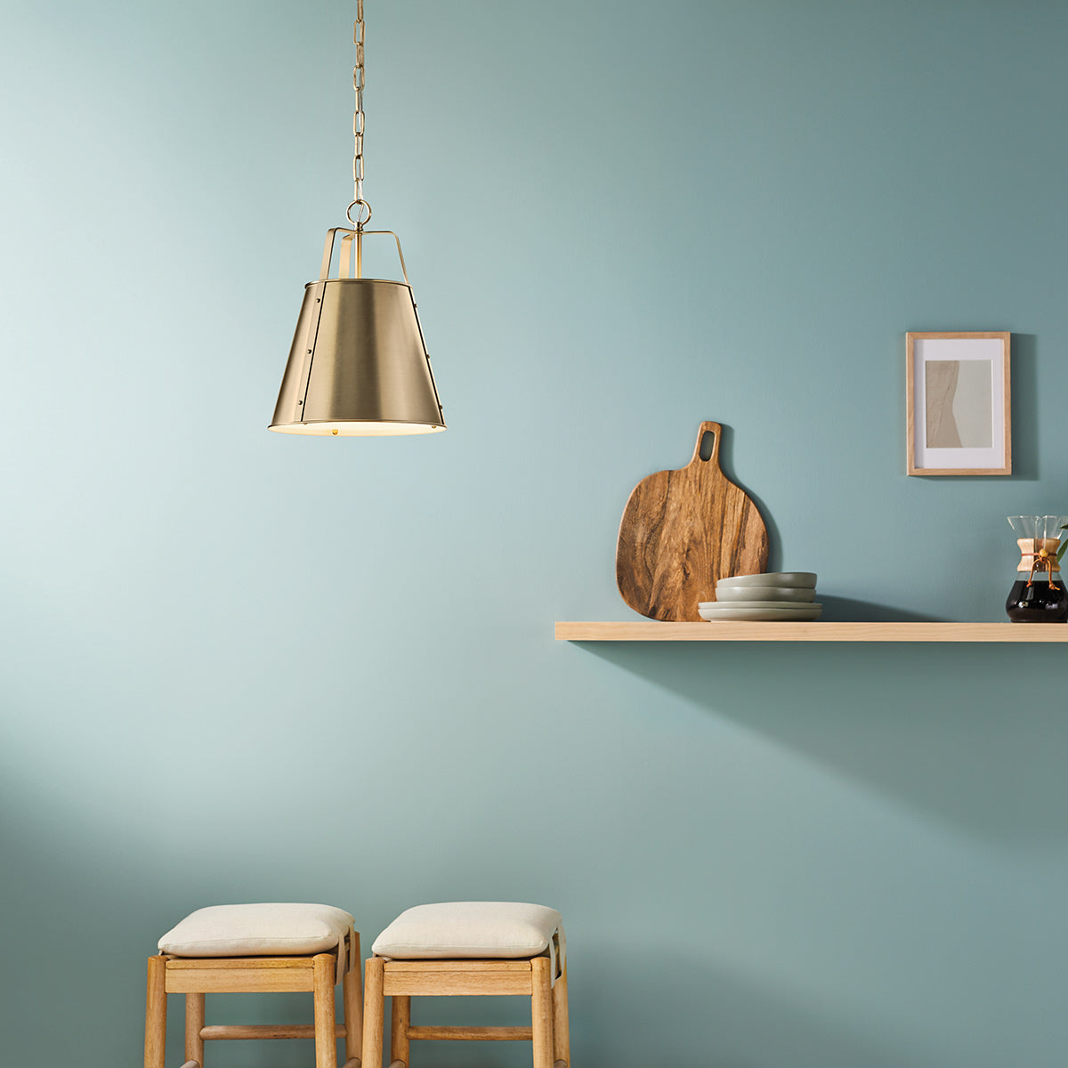 Etcher Large Single Drop Pendant in Champagne Bronze
