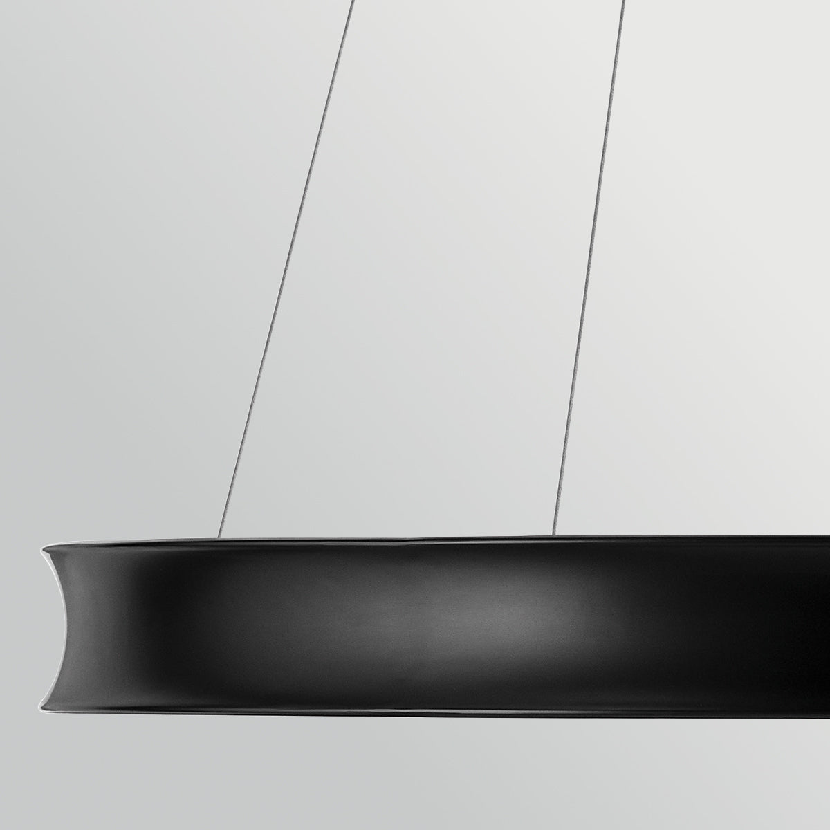 Larousse Large LED Pendant in Black with Champagne Bronze Inner Circle