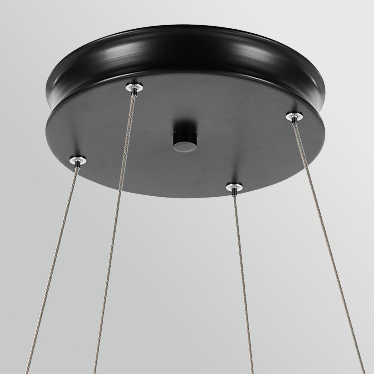 Larousse Large LED Pendant in Black with Champagne Bronze Inner Circle