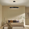 Larousse Large LED Pendant in Black with Champagne Bronze Inner Circle