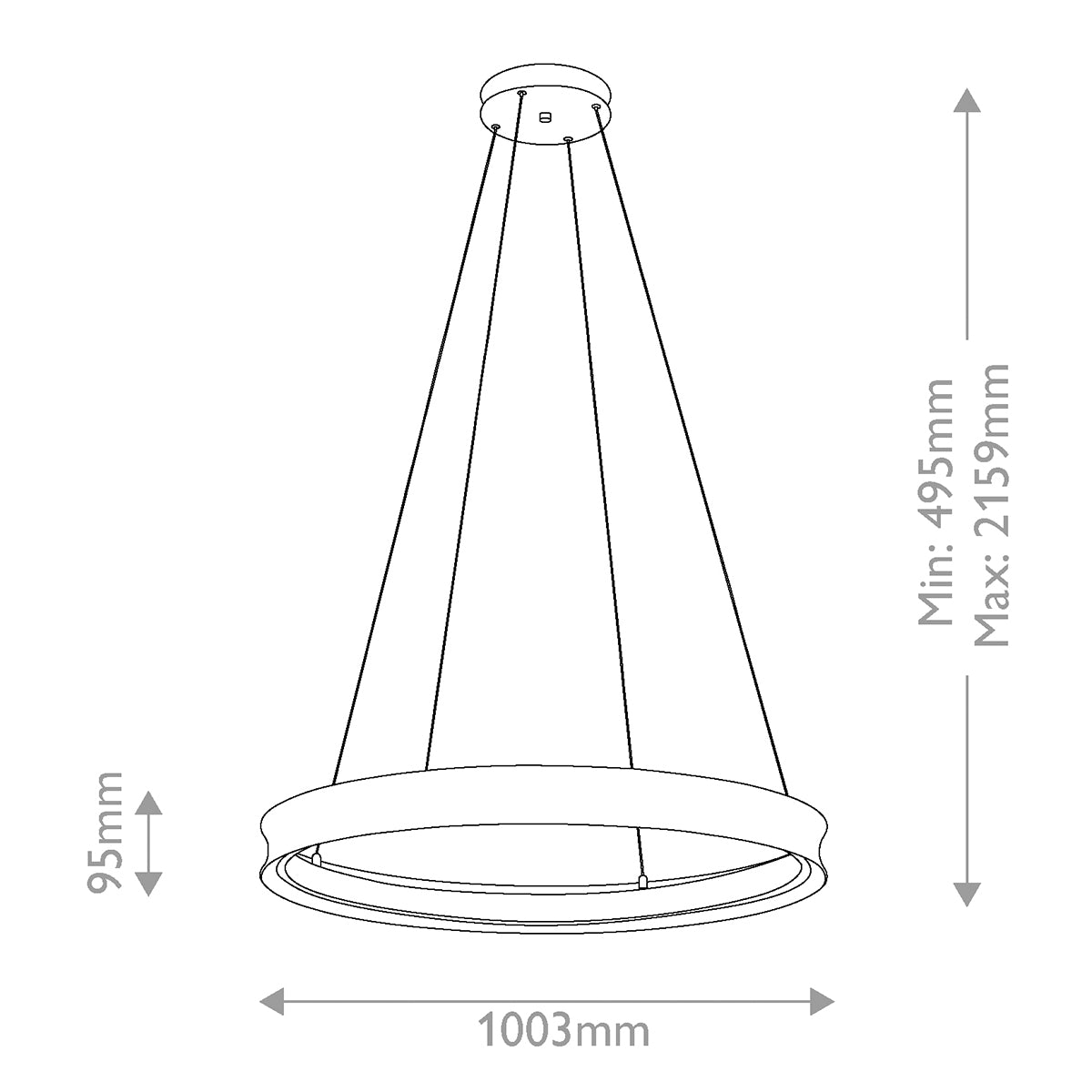 Larousse Large LED Pendant in Black with Champagne Bronze Inner Circle