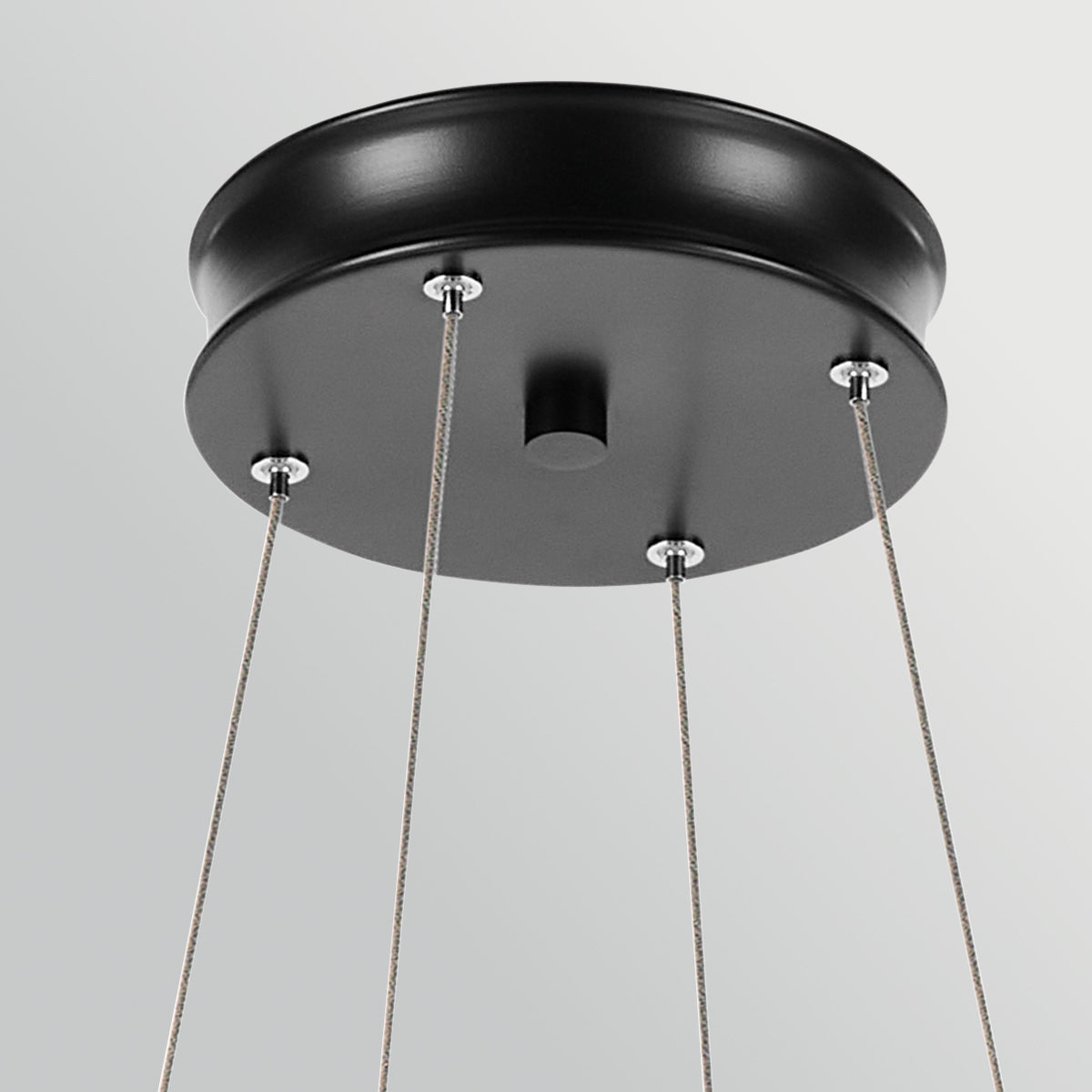Larousse Medium LED Pendant in Black with Champagne Bronze Inner Circle
