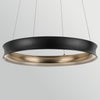 Larousse Medium LED Pendant in Black with Champagne Bronze Inner Circle