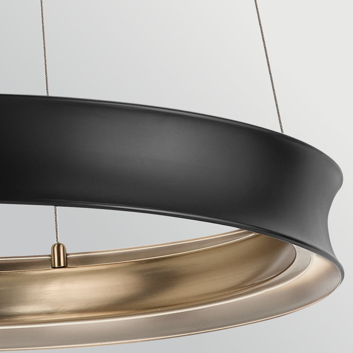 Larousse Medium LED Pendant in Black with Champagne Bronze Inner Circle