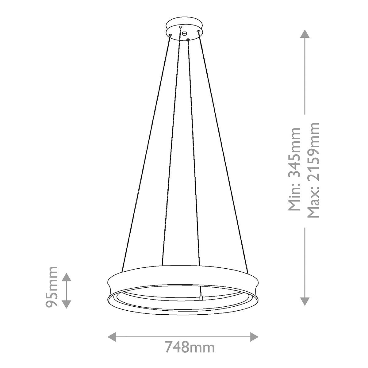 Larousse Medium LED Pendant in Black with Champagne Bronze Inner Circle