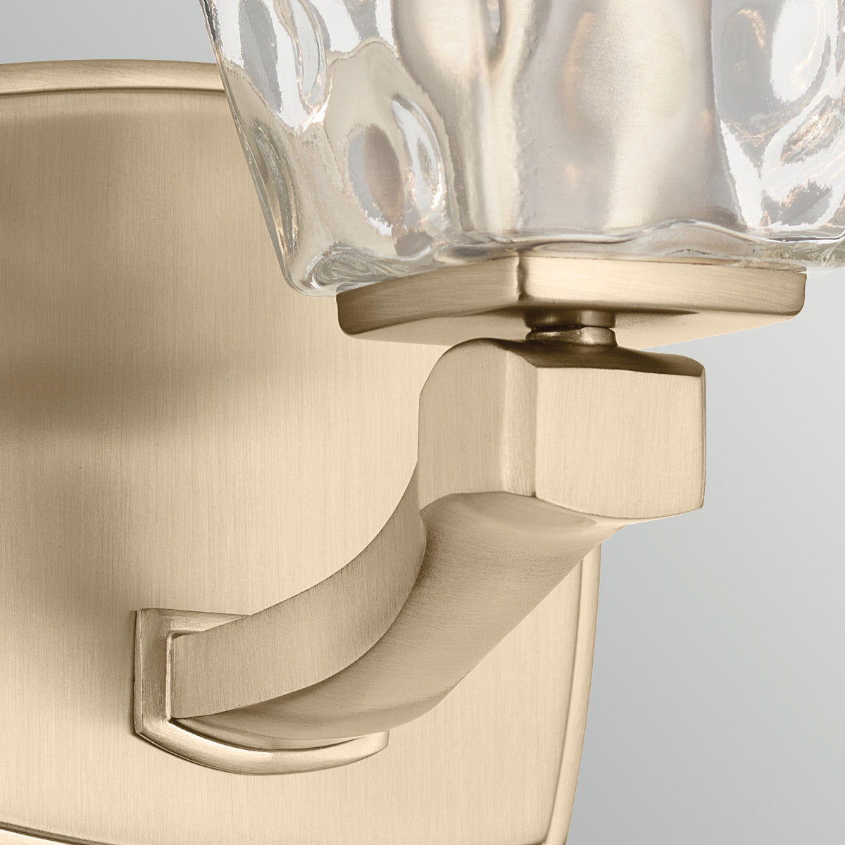 Marant IP44 Wall Light in Champagne Bronze and Clear Water Glass Shade