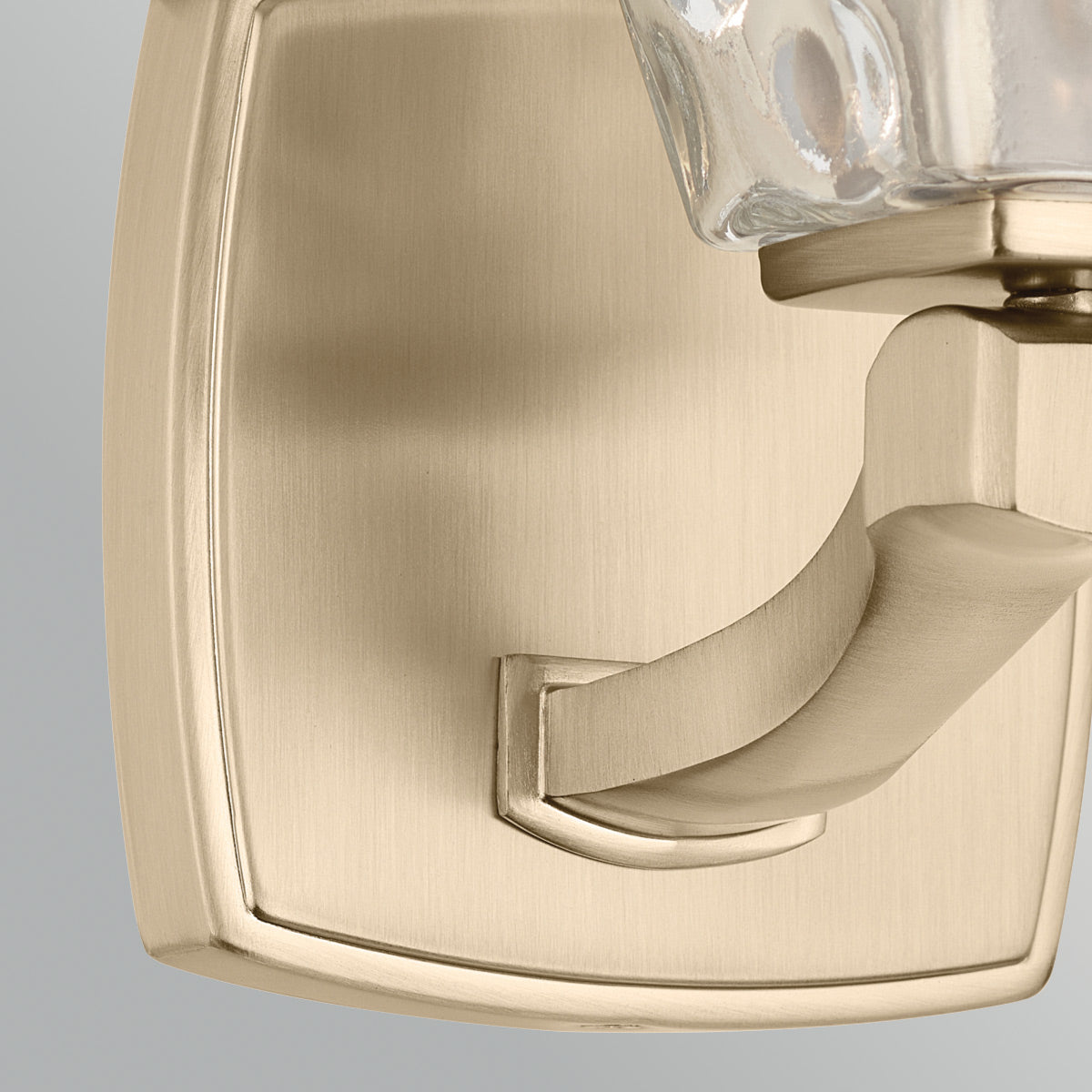 Marant IP44 Wall Light in Champagne Bronze and Clear Water Glass Shade