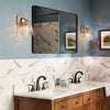 Marant IP44 Wall Light in Champagne Bronze and Clear Water Glass Shade