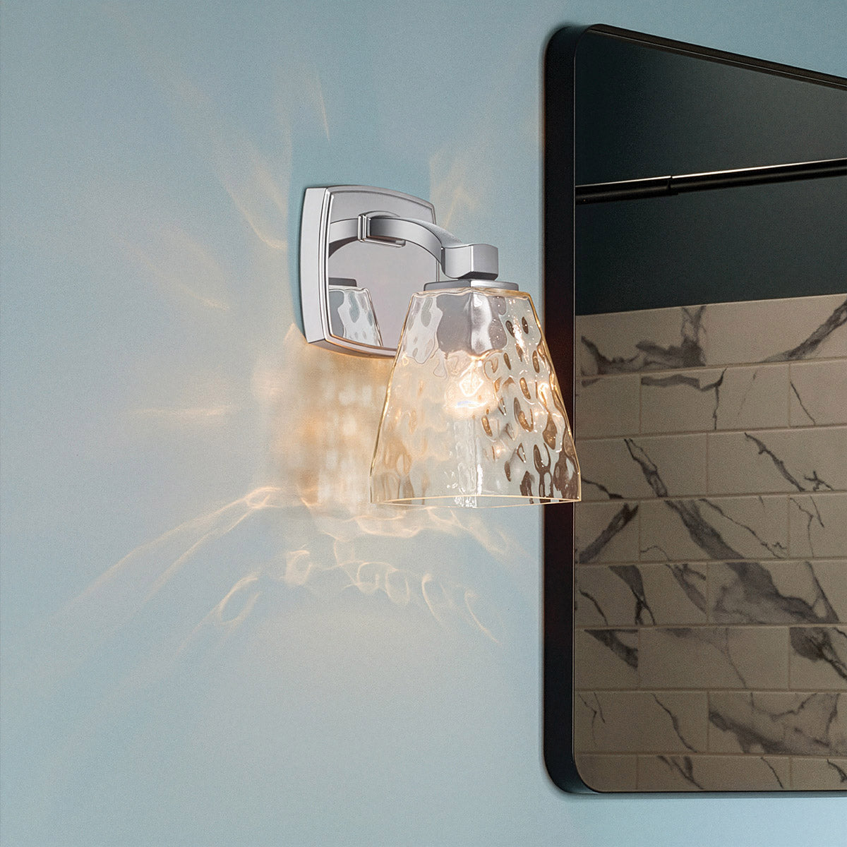 Marant IP44 Wall Light in Polished Chrome and Clear Water Glass Shade