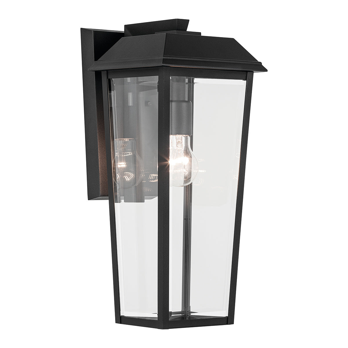 Mathus IP44 Medium Wall Lantern in Textured Black with Clear Glass