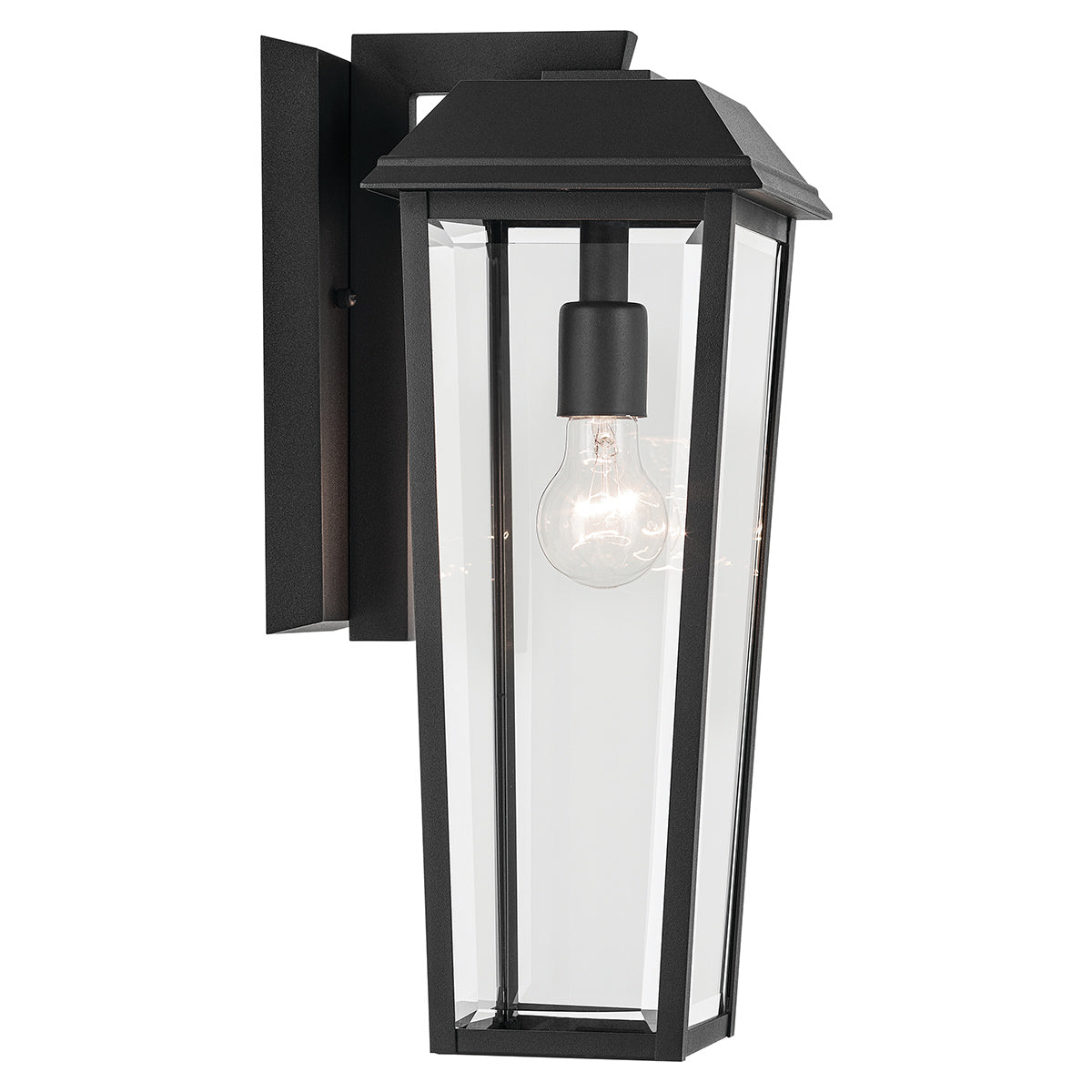 Mathus IP44 Medium Wall Lantern in Textured Black with Clear Glass