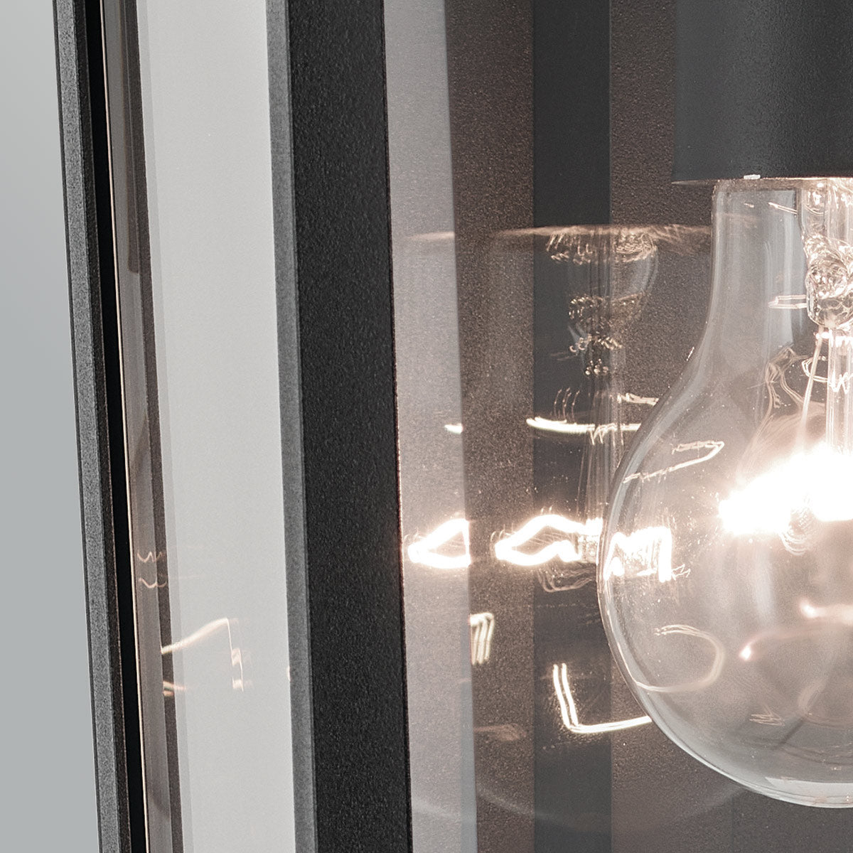Mathus IP44 Medium Wall Lantern in Textured Black with Clear Glass