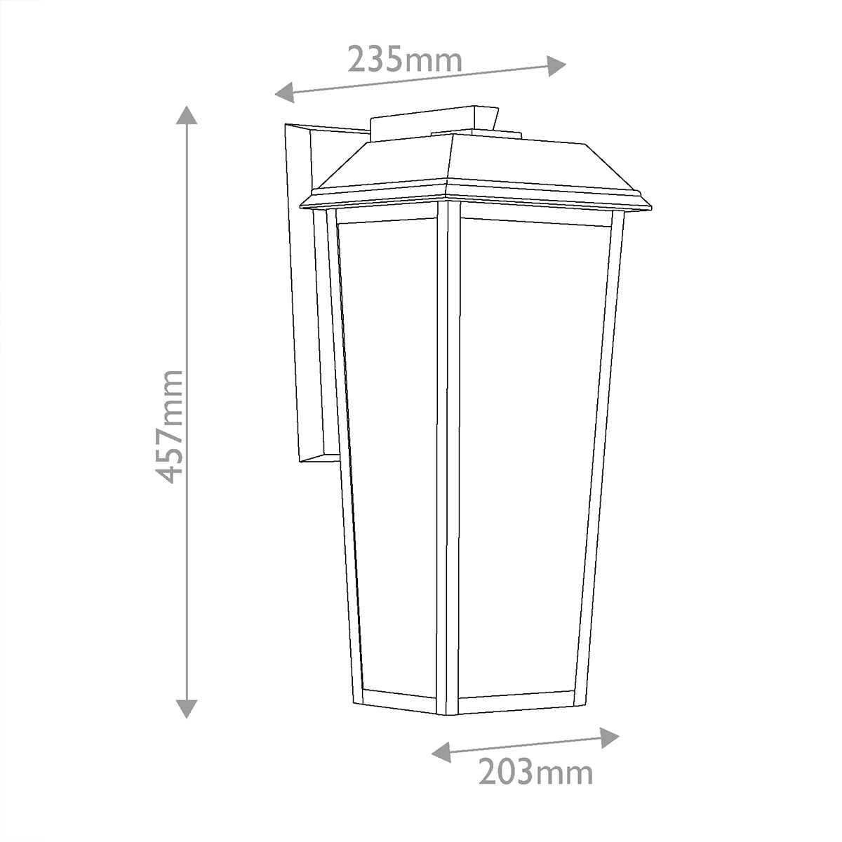 Mathus IP44 Medium Wall Lantern in Textured Black with Clear Glass