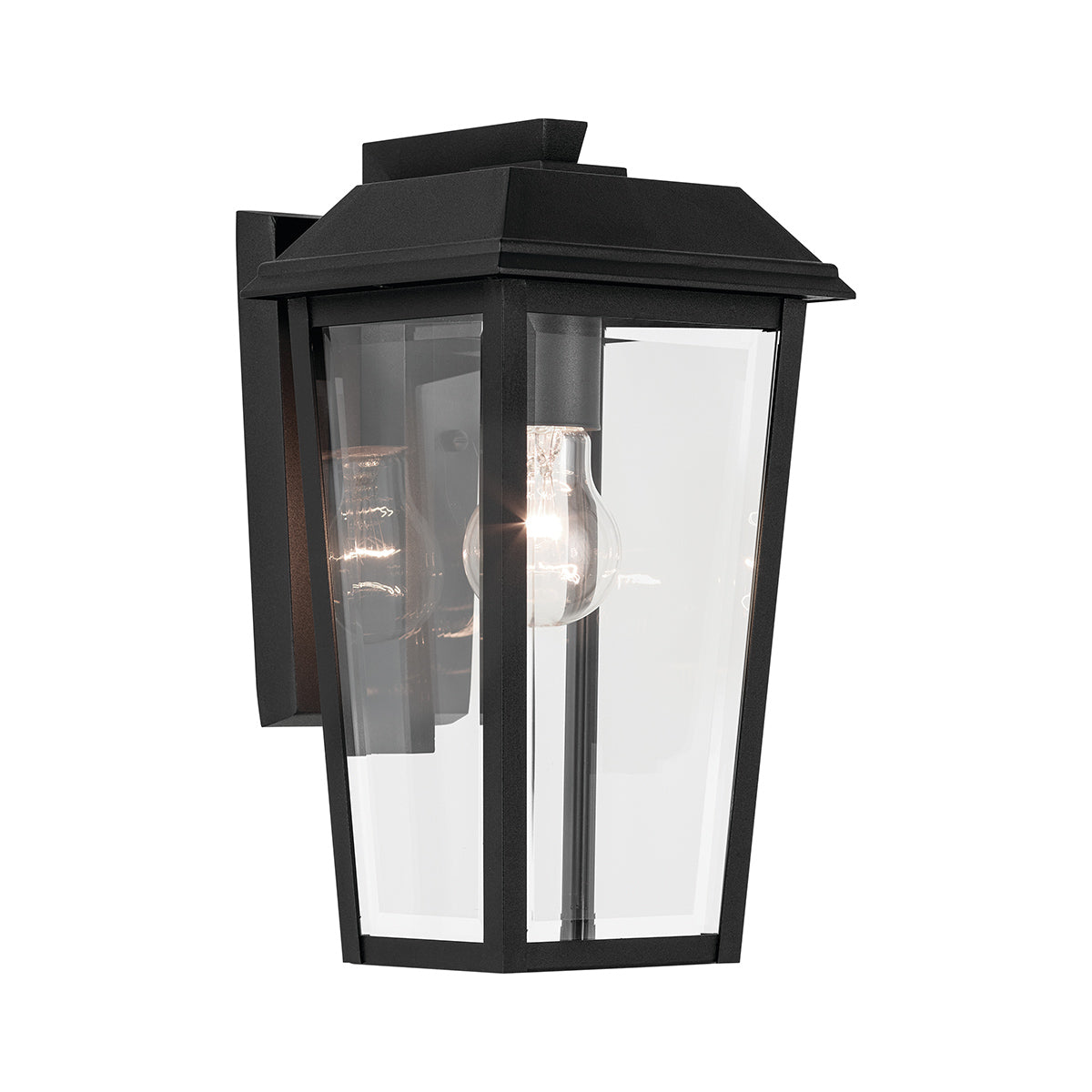 Mathus IP44 Small Wall Lantern in Textured Black with Clear Glass