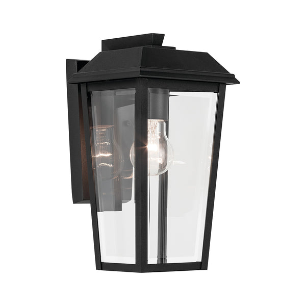 Mathus IP44 Small Wall Lantern in Textured Black with Clear Glass