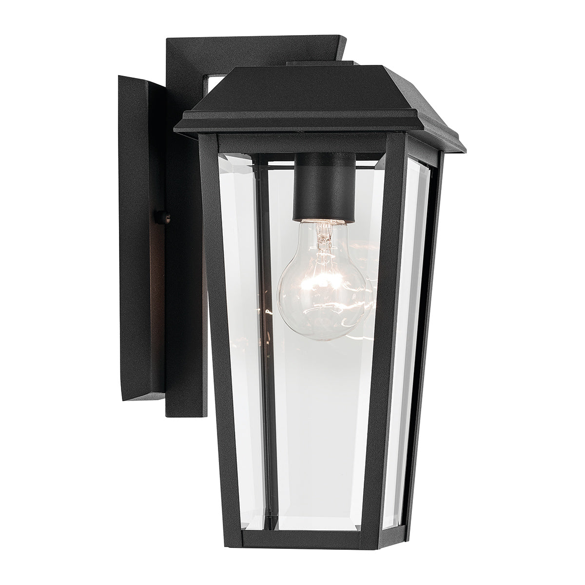 Mathus IP44 Small Wall Lantern in Textured Black with Clear Glass