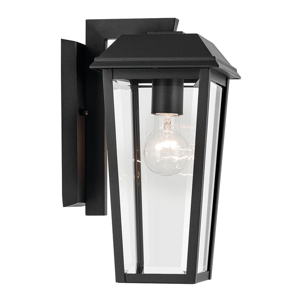 Mathus IP44 Small Wall Lantern in Textured Black with Clear Glass