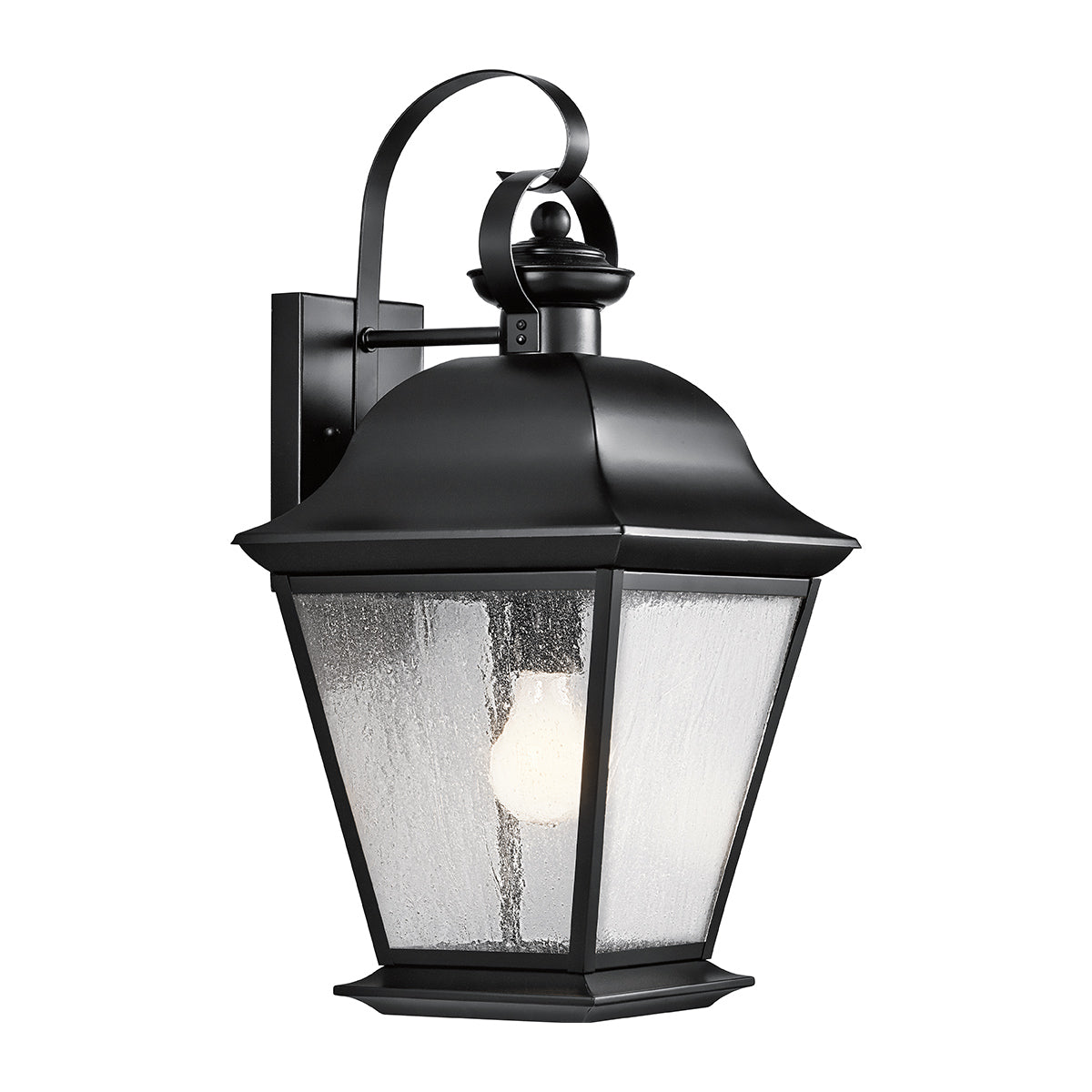Mount Vernon IP44 Large Wall Lantern in Black with Clear Seedy Glass