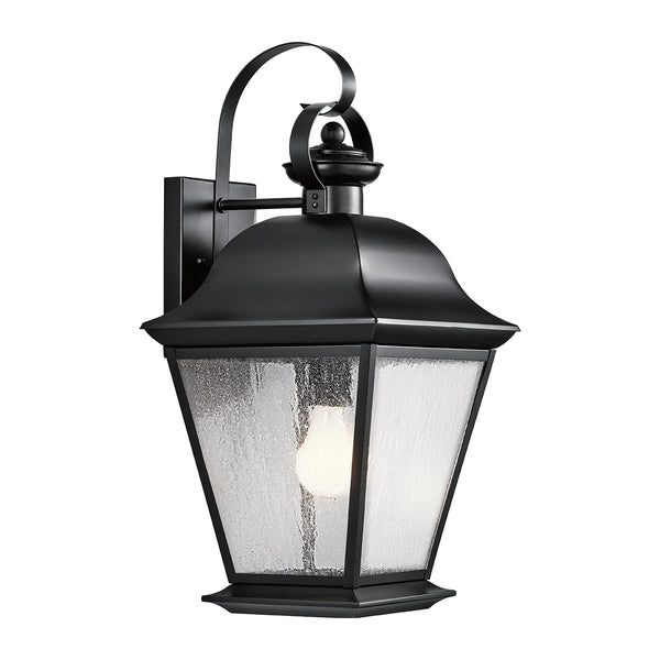 Mount Vernon IP44 Large Wall Lantern in Black with Clear Seedy Glass