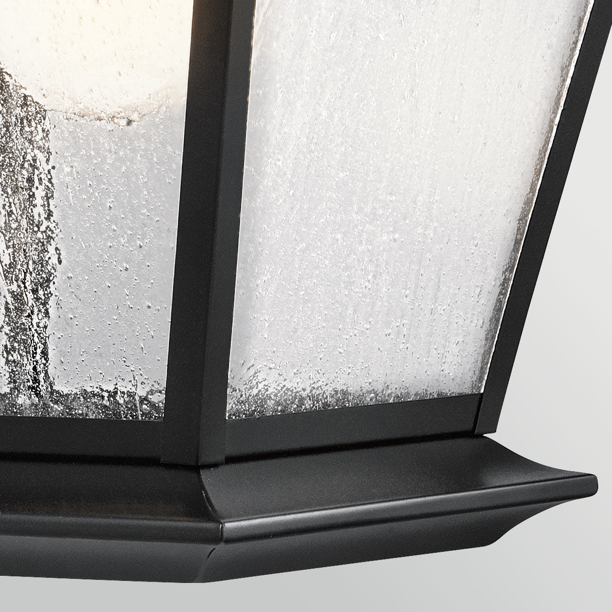 Mount Vernon IP44 Large Wall Lantern in Black with Clear Seedy Glass